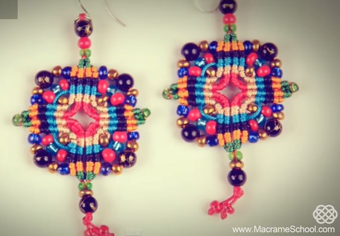 Colorful Macrame Cross Earrings Tutorial The Beading Gem